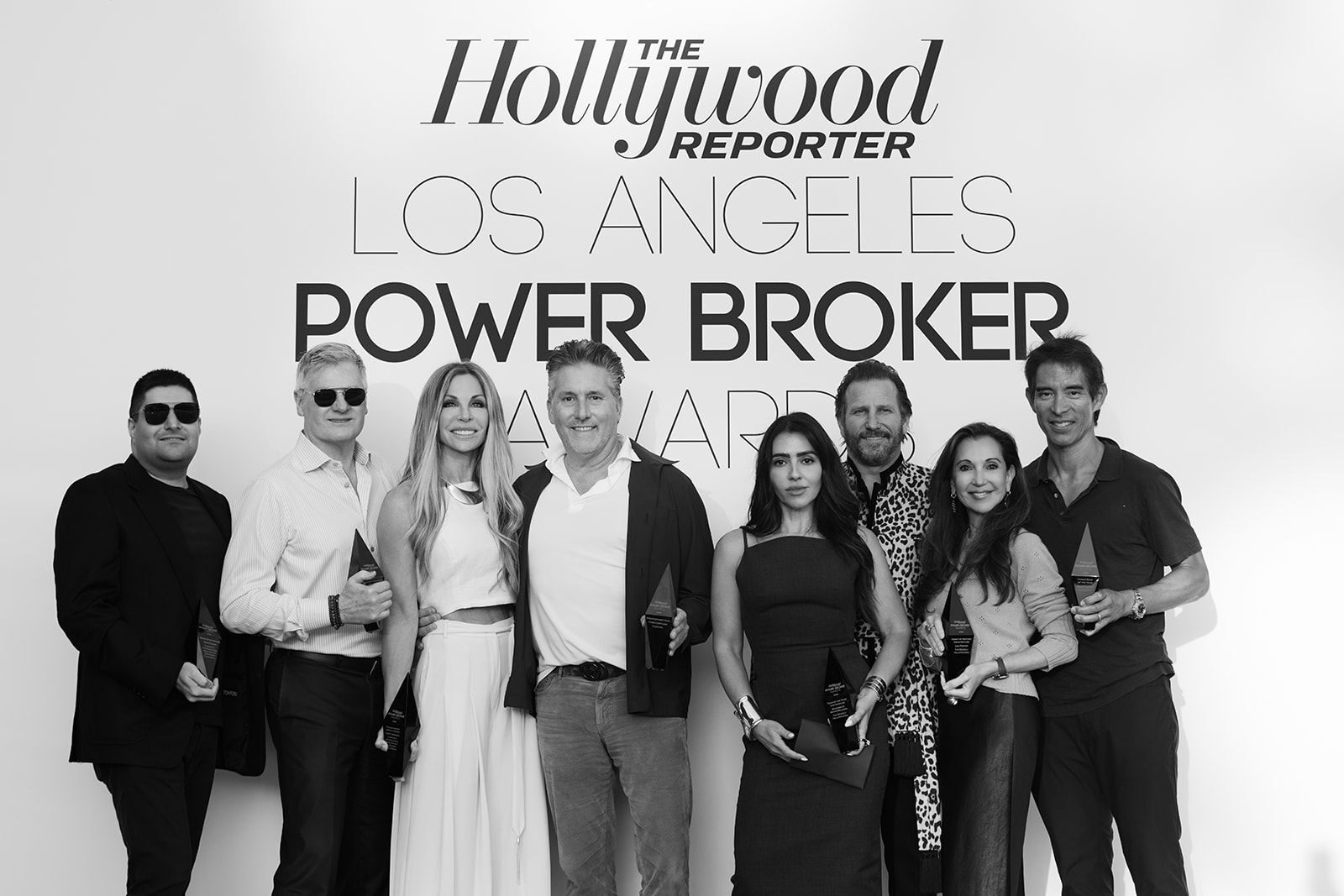 Winners of The Hollywood Reporter Los Angeles Power Broker Awards with their awards &mdash; produced by The SOCIETY Group.